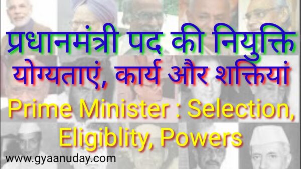 प्रधानमंत्री की नियुक्ति, योग्यता और कार्य शक्तियां प्रधानमंत्री की नियुक्ति, योग्यता और कार्य शक्तियां